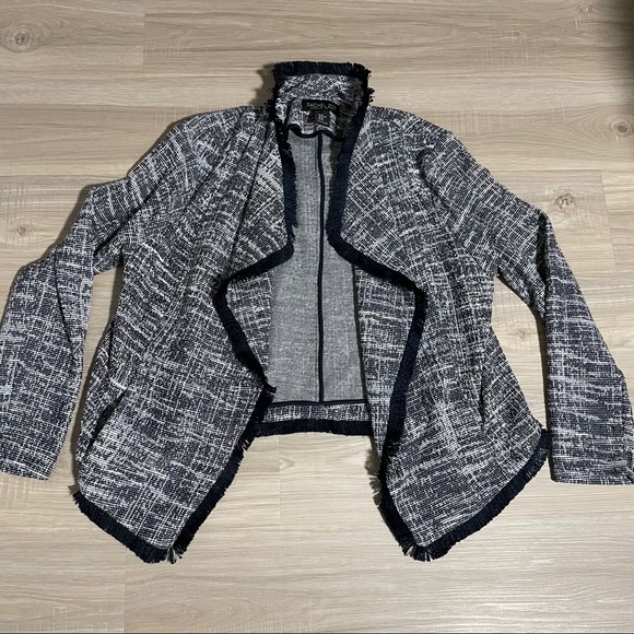 Rachel Zoe Tweed Fringe Trim Blazer 